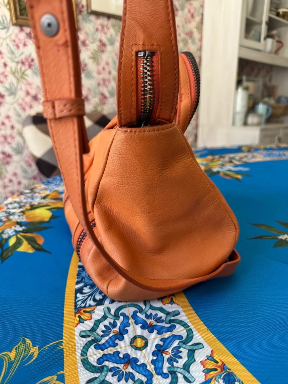 Kelsi Dagger Orange Pebble Leather Satchel